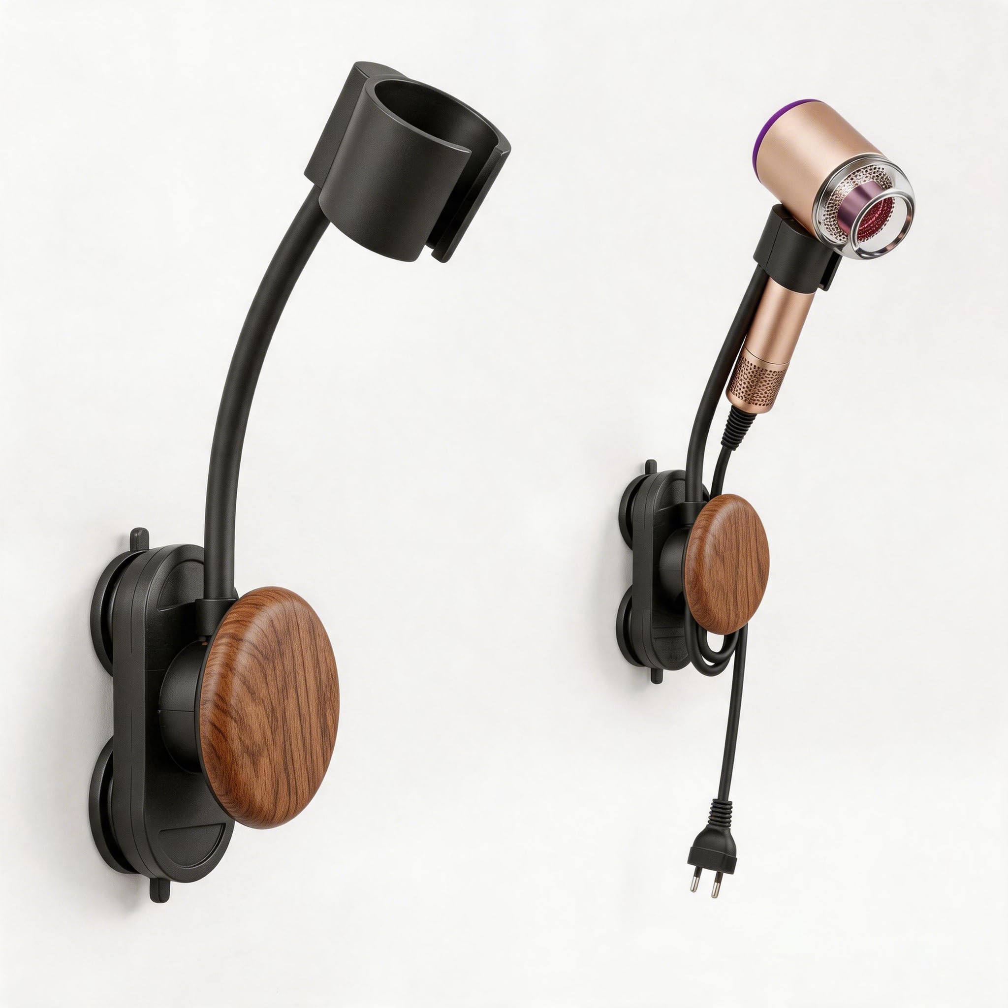 Hair Dryer Holder, Hands-Free Suction Cup Wall Mount with Cord Storage