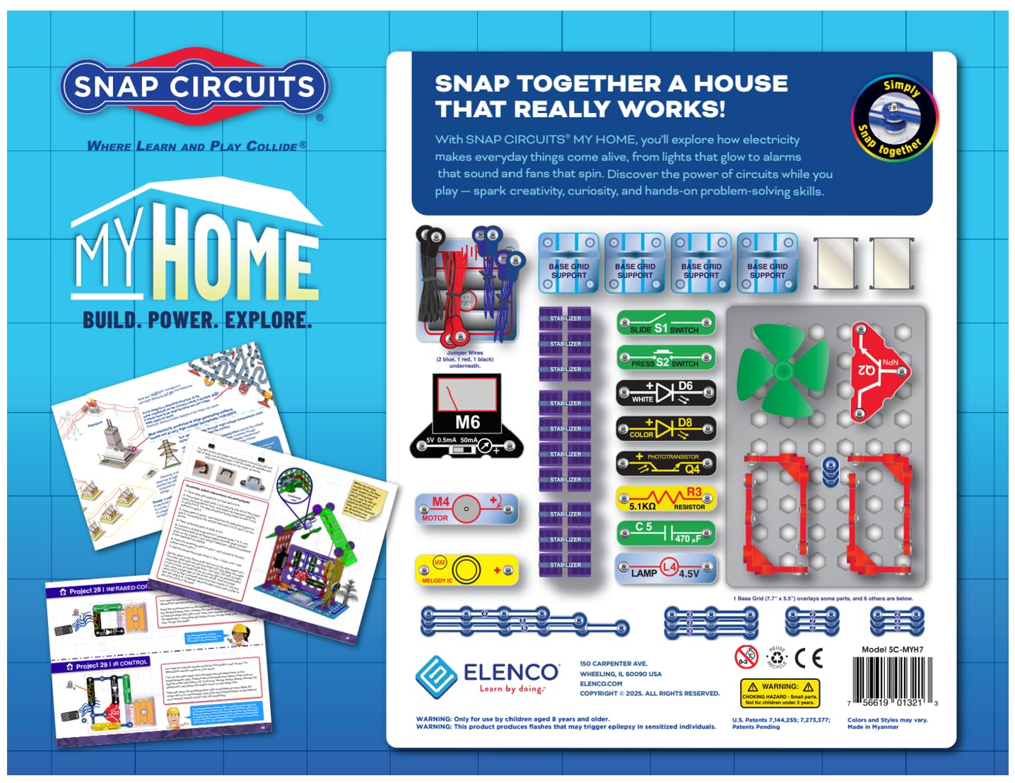 Snap Circuits My Home SC-MYH7 | Plus de 25 projets STEM | Manuel de projets en Couleur | 60 pièces | Jouet éducatif STEM pour Enfants de 8 Ans et Plus