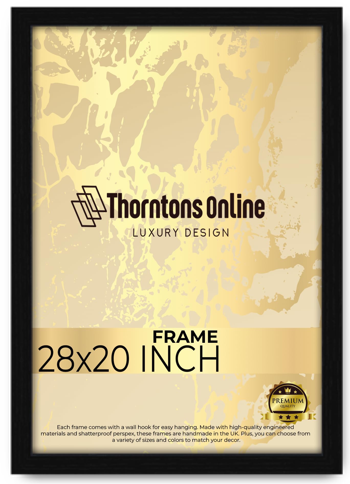 Throntons Large Poster Frame 28 x 20 Inch Large Picture Frames Shatter-Resistant Perspex Portrait & Landscape Display Frames for Wall Decoration Photos Canvas Paintings Art Gallery (28 x 20'')