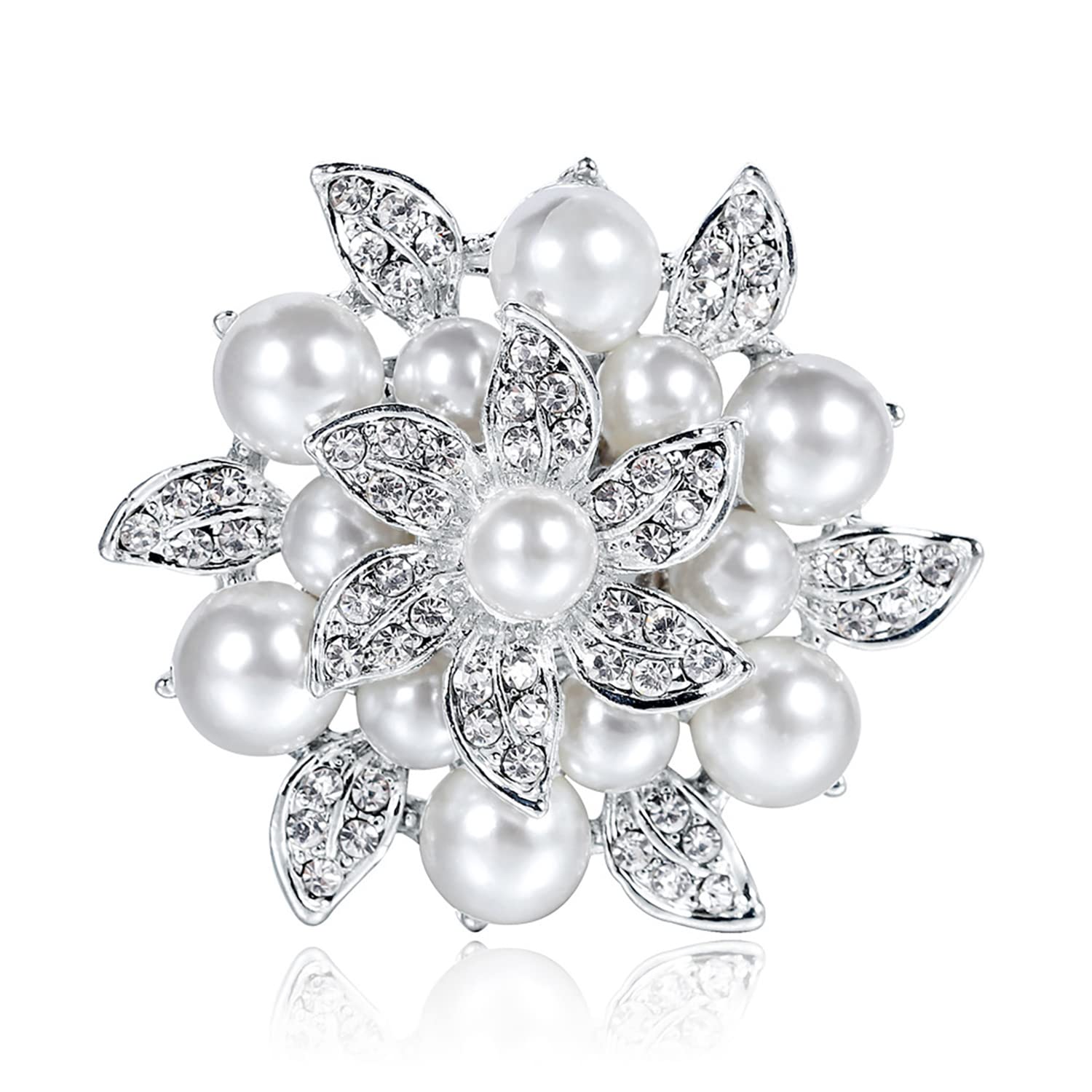 AcooePearl Brooch Pin Set Jewelry Silver Plated
