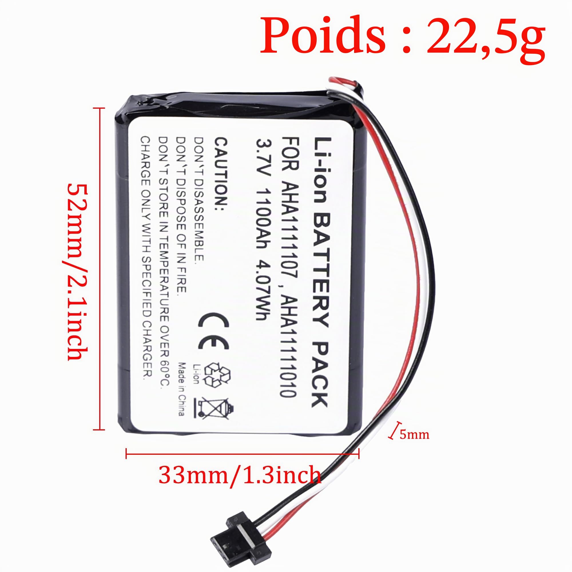 1100mAh 3.7V GPS Batterie pour Tomtom Go 6100, Go 600, Go 610, Go 620 World | Go 620 (2016), Go Essential 4FA60, AHA1111107 + Repair Tool 1100mAh Li-ION Battery