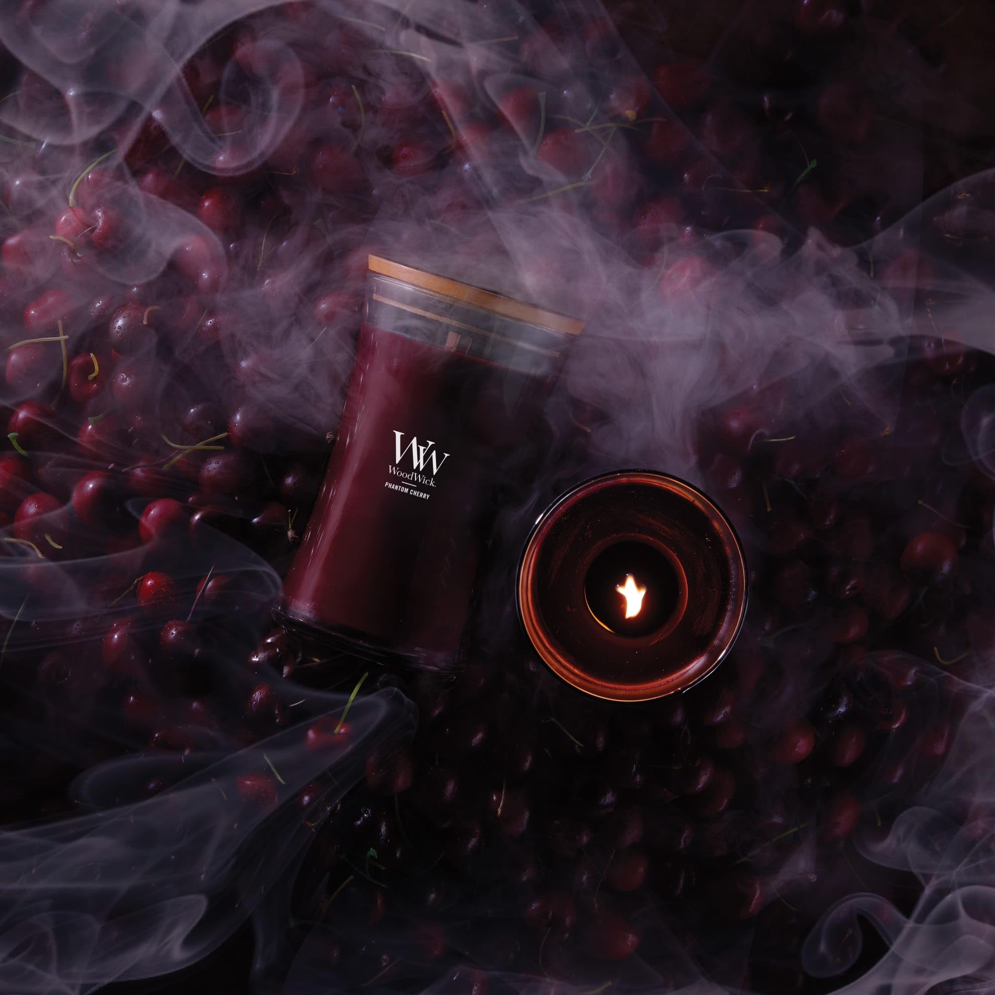 WoodWick Phantom Cherry - Candela a clessidra