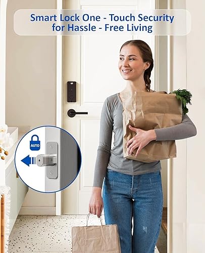 Miniatura 4 de Cerradura inteligente de cerrojos, cerradura de puerta de entrada sin llave 5 en 1 con control de aplicación, teclado electrónico de pantalla