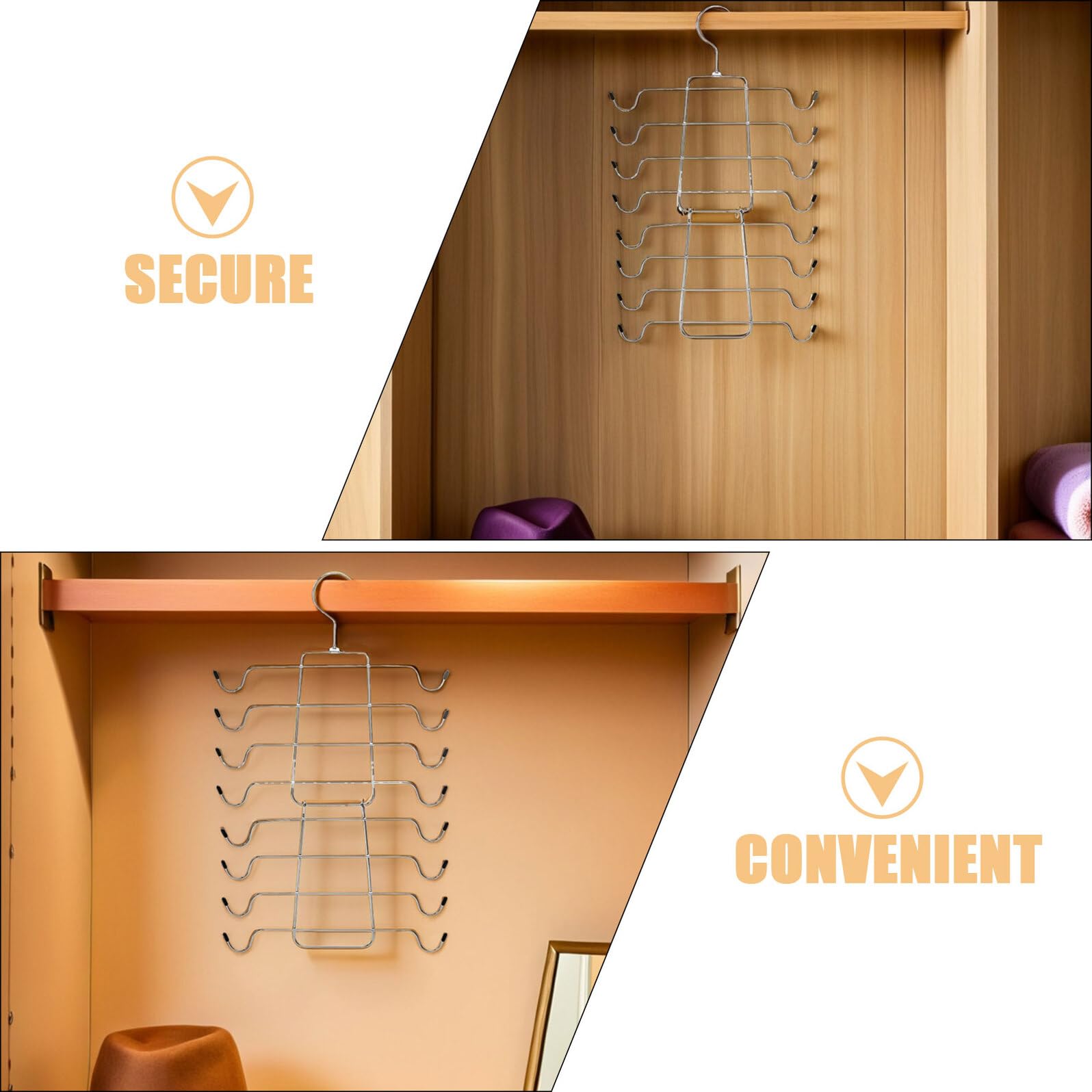 4 Stück Faltbare BH Aufhänger aus Metall mit 360° Drehbarem Haken Platzsparend für Kleiderschrank Organizer Vielseitig für BHS Tops Schals und Gürtel Silber
