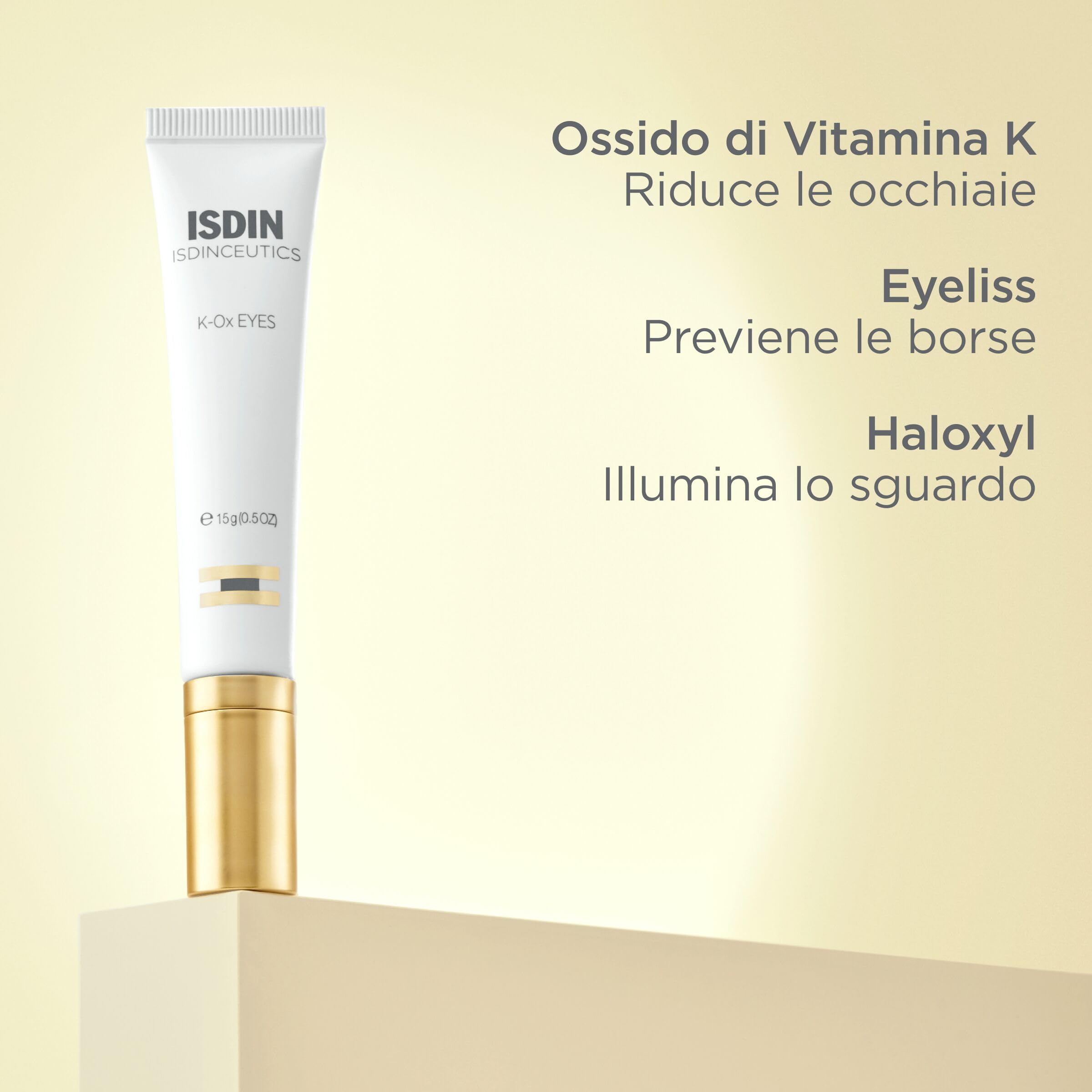 ISDIN Isdinceutics K-Ox Eyes (15 ml) | Crema Contorno Occhi | Elimina Borse e Occhiaie | Applicatore in Ceramica Effetto Freddo