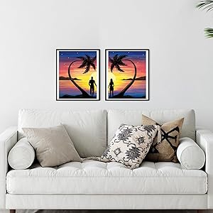 Nuberlic Painting Kit, 8x10 Inch, 8 Pcs Pre Printed Canvas, Love Theme, for Adults Kids, Paint and Sip Kit for Party Favor