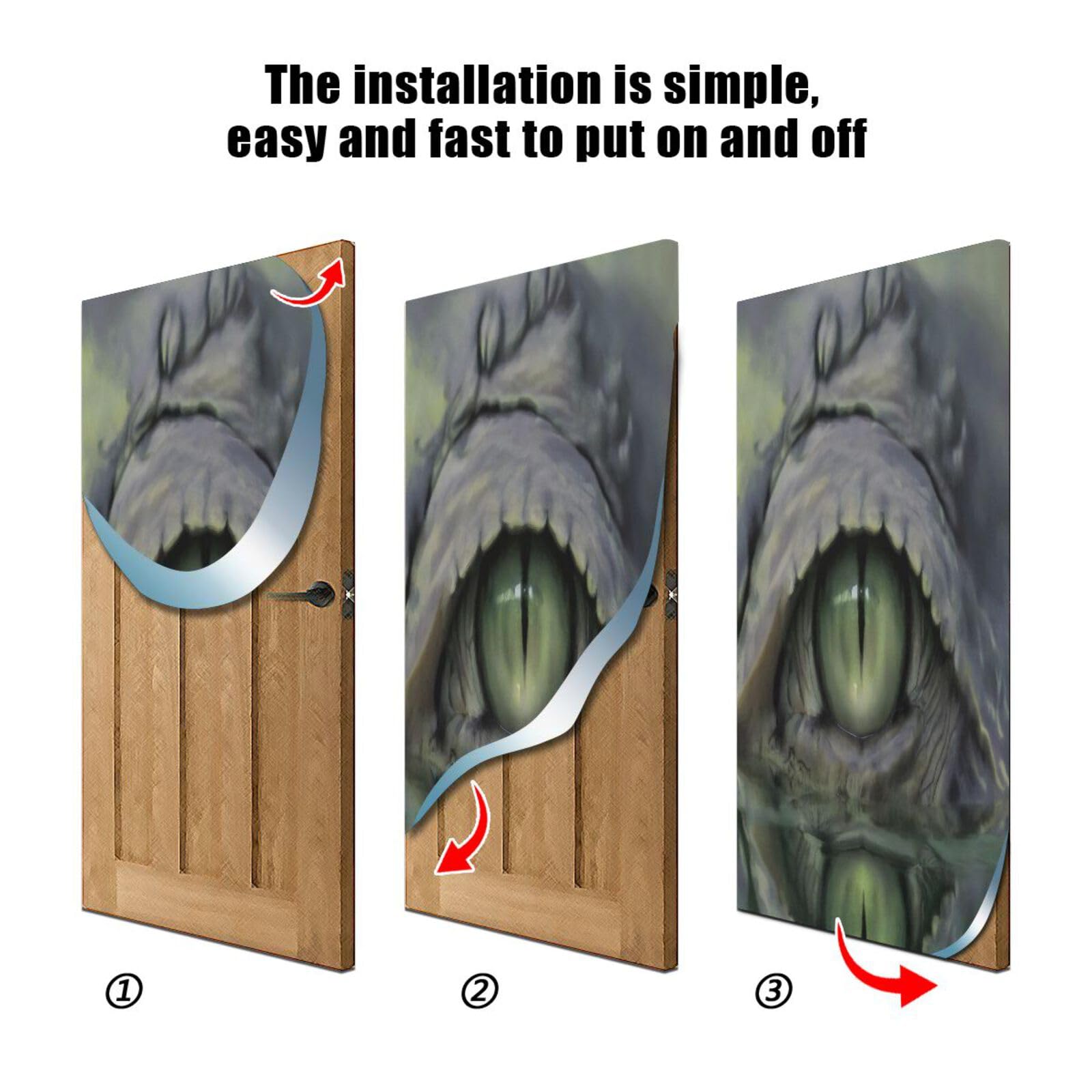 FLildon Scary Eye Crocodile in Water Door Cover Decoration, Party Accessory Porch Decor for Festive Ornament Room Door Covers 36 x 98 Inch