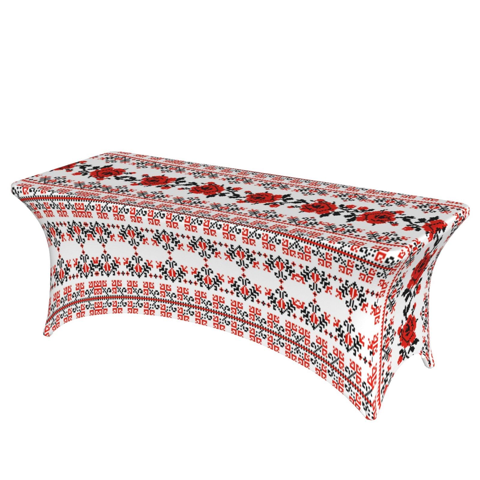 ERCgad Ukrainian Embroidery Style Rose Print Rectangular Tablecloth Dining Banquet Party Events Home Celebration Table Cover