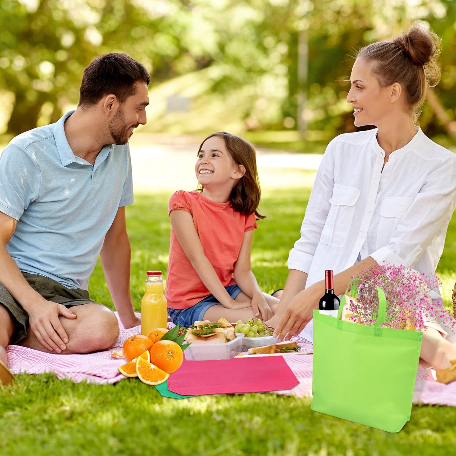 Reusable Gift Bag With Handles 22 Pcs Large Tote Bags Bulk 11 Colors for Shopping Groceries Birthday Party Favor Snacks DIY Painting Halloween Christmas Gift, 15 Inch ×13 Inch - Image 7