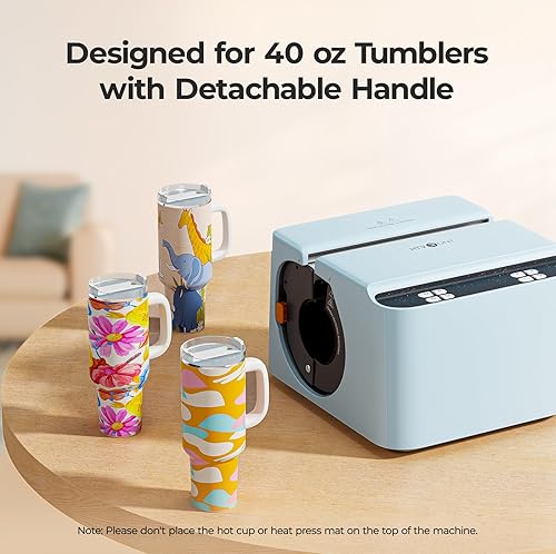 Miniatura 2 de HTVRONT Auto Tumbler Heat Press 2  Máquina de prensa de calor de vaso A200 totalmente envuelta para vasos de 40 onzas con asa, máquina de