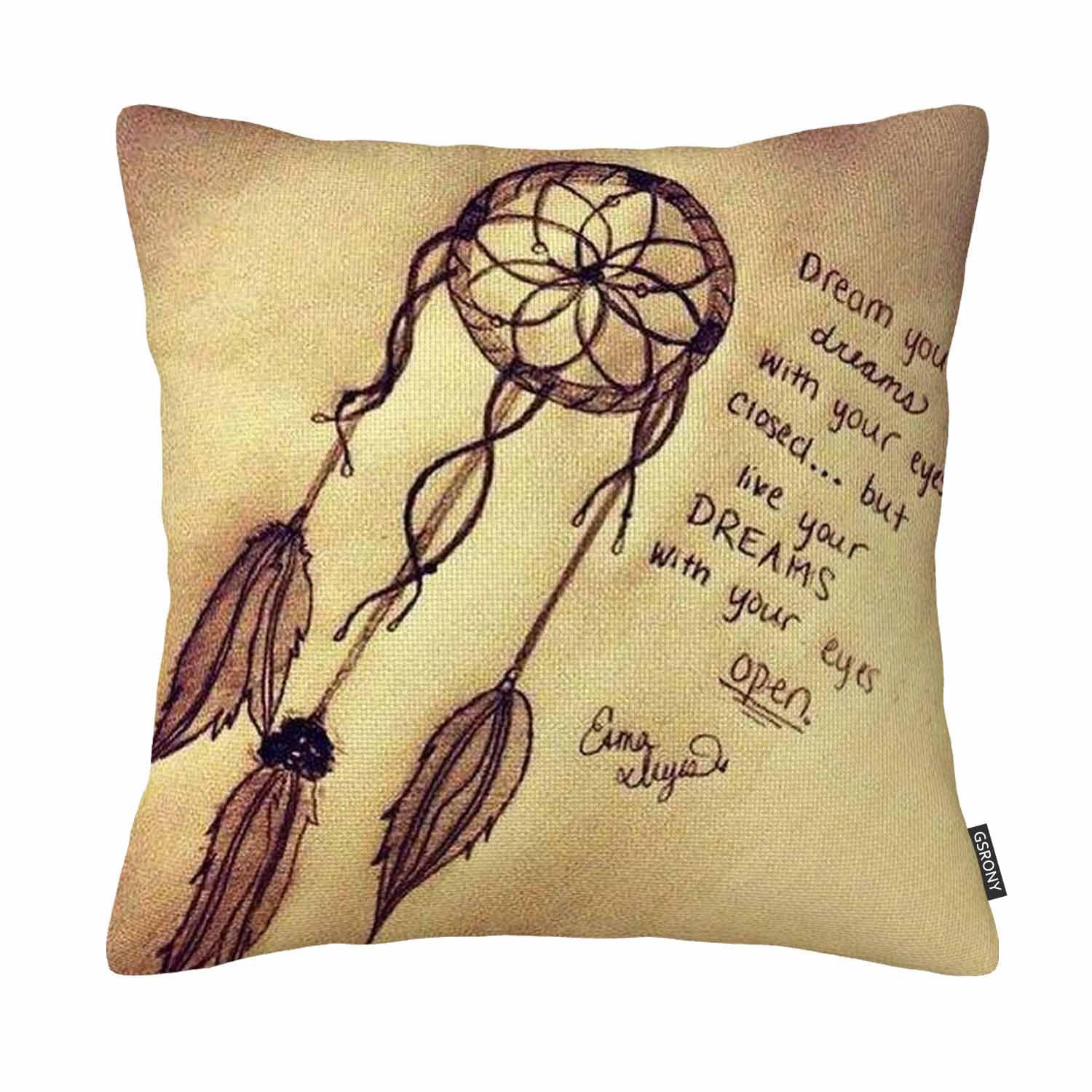 Gsrony Pink Vintage Dream Catcher Dreamcatcher Pillowcase Zippered Pillow Cover 18X18 (Two Sides)