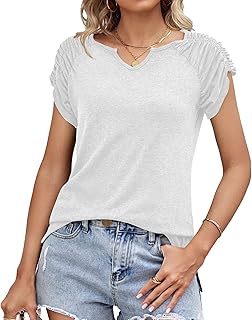 Camiseta de Manga Corta para Mujer, CóModa, Informal, con Cuello en V, Simple y a la Moda, para Mujer, para Fiesta, para el Día a Día