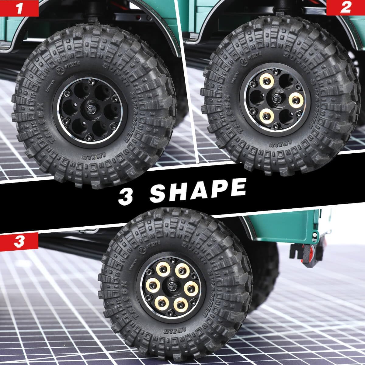 RCAWD Cyberwheelz 1.0 Beadlock SCX24 Rim for Axial 1/24 SCX24 FMS FCX24 1/18 TRX4M Series Upgrades Parts Black