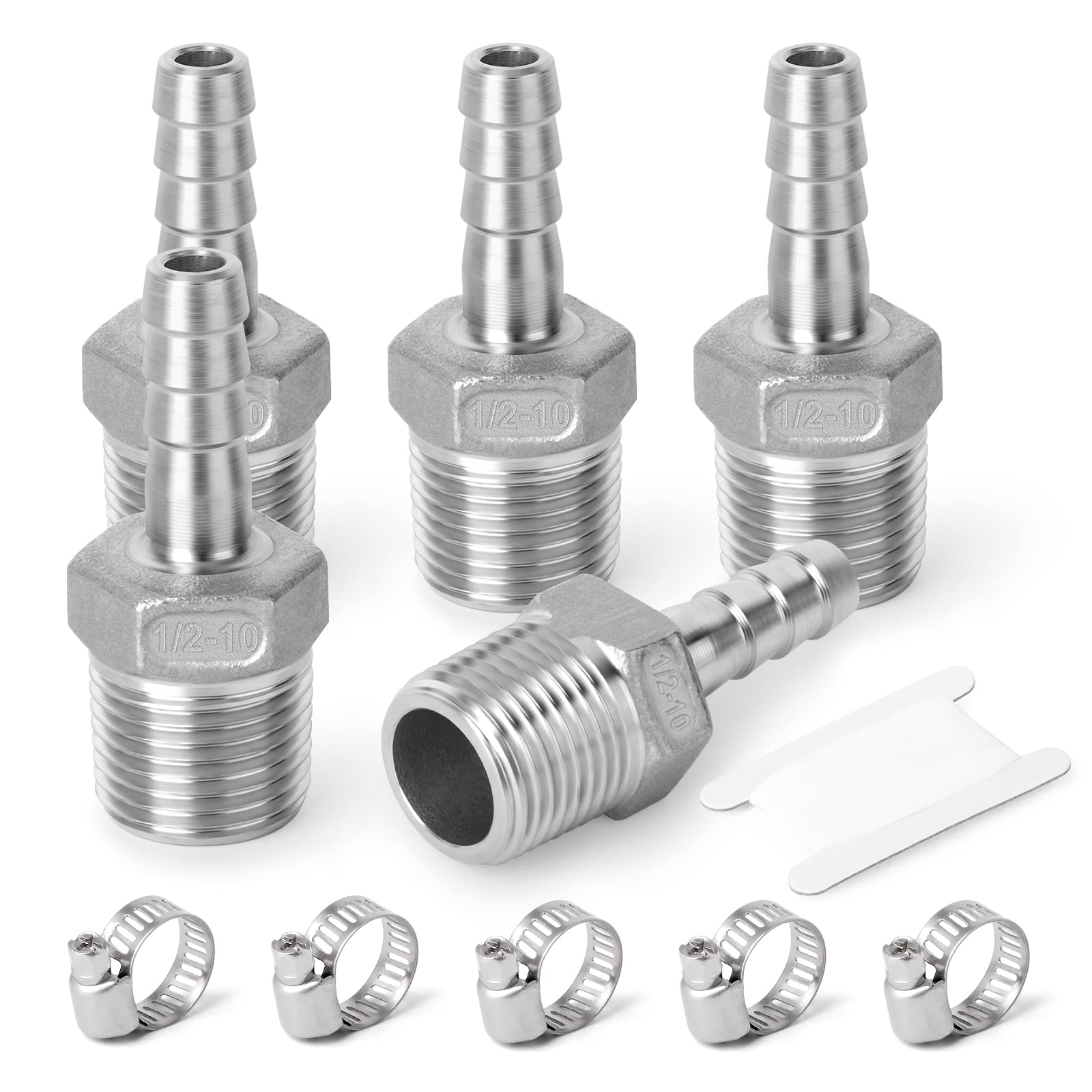 Snapklik.com : TAISHER 5PCS 304 Stainless Steel Hose Barb Fittings ...