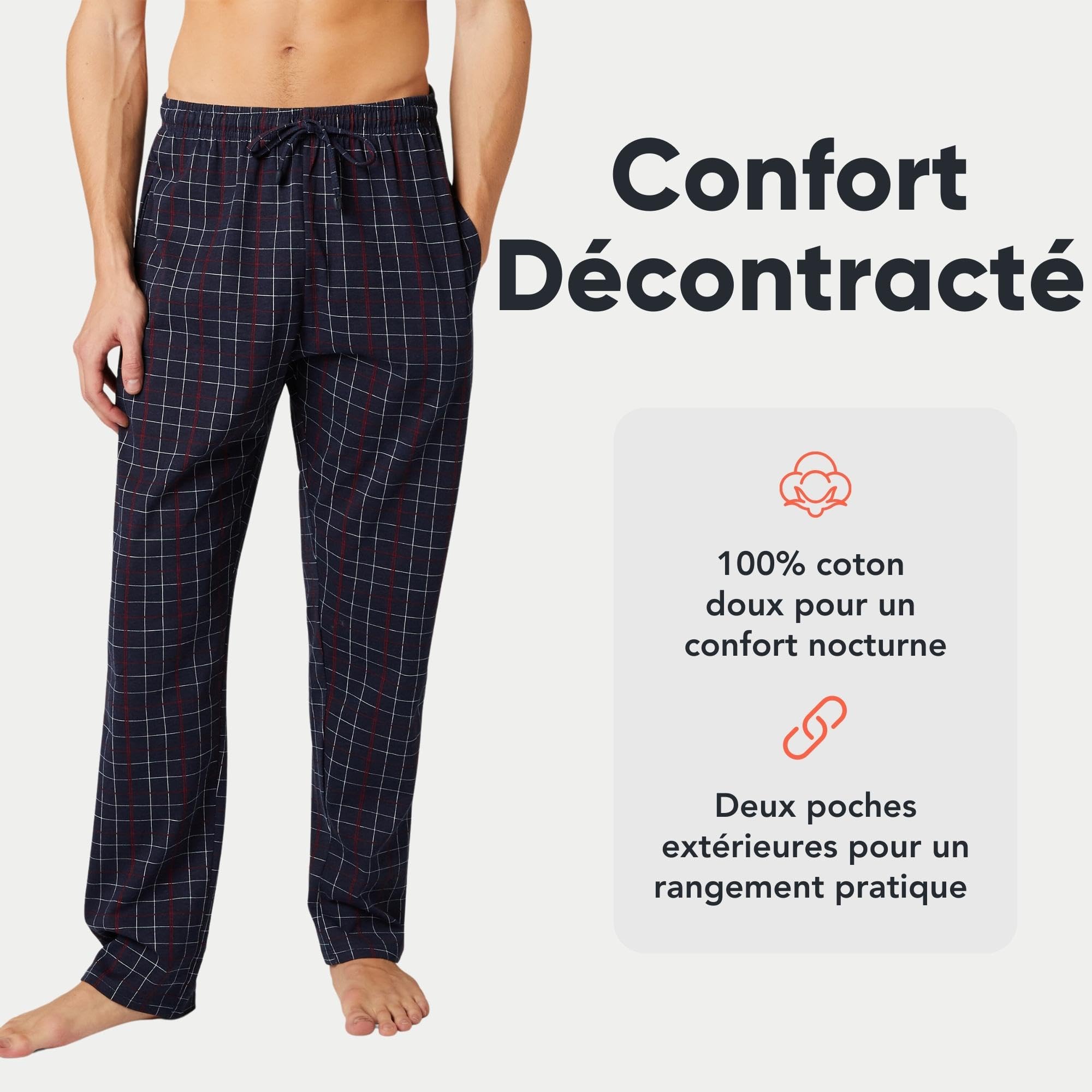 FM London Lot de 2 Bas de Pyjama pour Homme