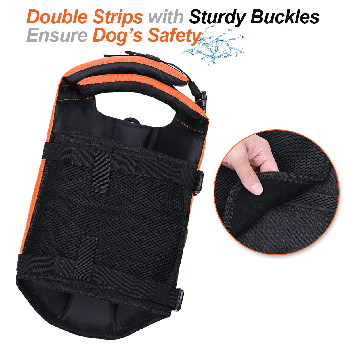 VIVAGLORY Front Float Dog Life Jacket, Dog Buoyancy Aid for Swimming & Boating, Life Vest with Chin Float & Handle - Image 4