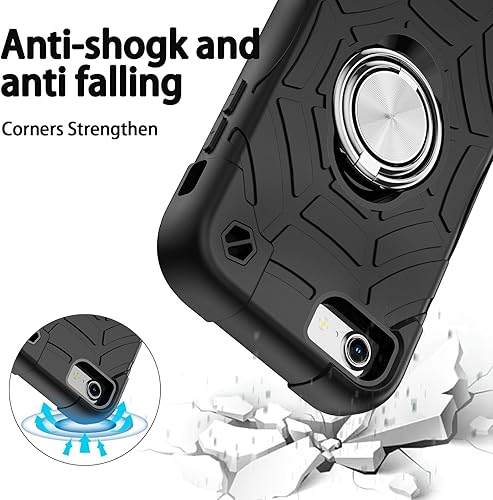 Miniatura 4 de KCJ Funda para iPhone SE 20222020, iPhone 8766S, con 2 protectores de pantalla soporte de anillo silicona suave + policarbonato duro, protección de