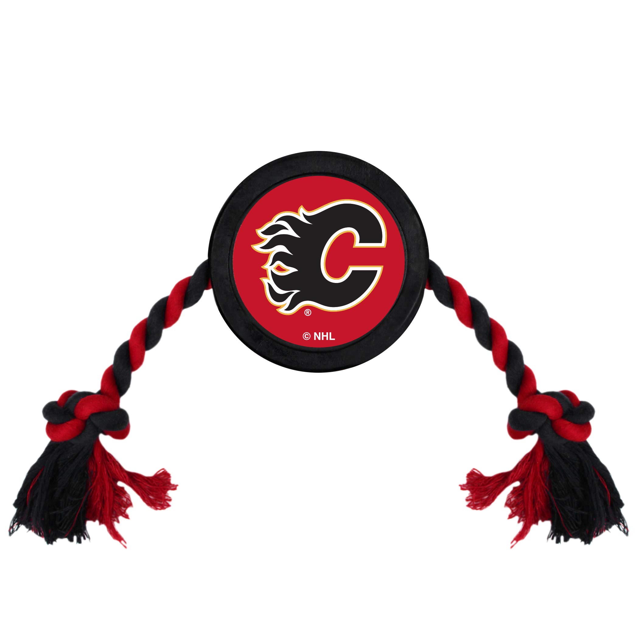 NHL Calgary Flames Puck Toy for Dogs & Cats. Play Hockey with Your Pet with This Licensed Dog Tough Toy Reward!