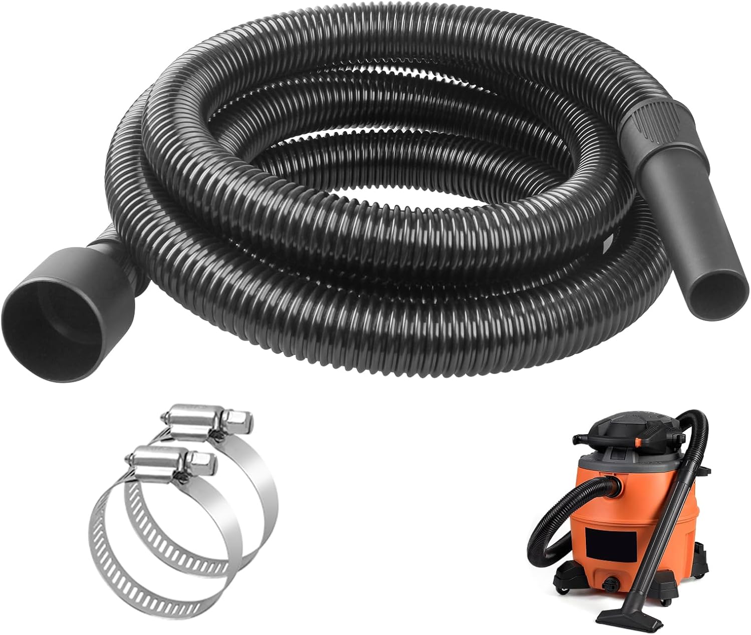 10Ft. Extension Hose Replacement for Shop Vac, Craftsman, Ridgid Wet & Dry Vacuums WD650 WD0950 WD1956 17761 17965 17776, Dust Collection Hose, Wet & Dry Vaccuum Hose Accessories