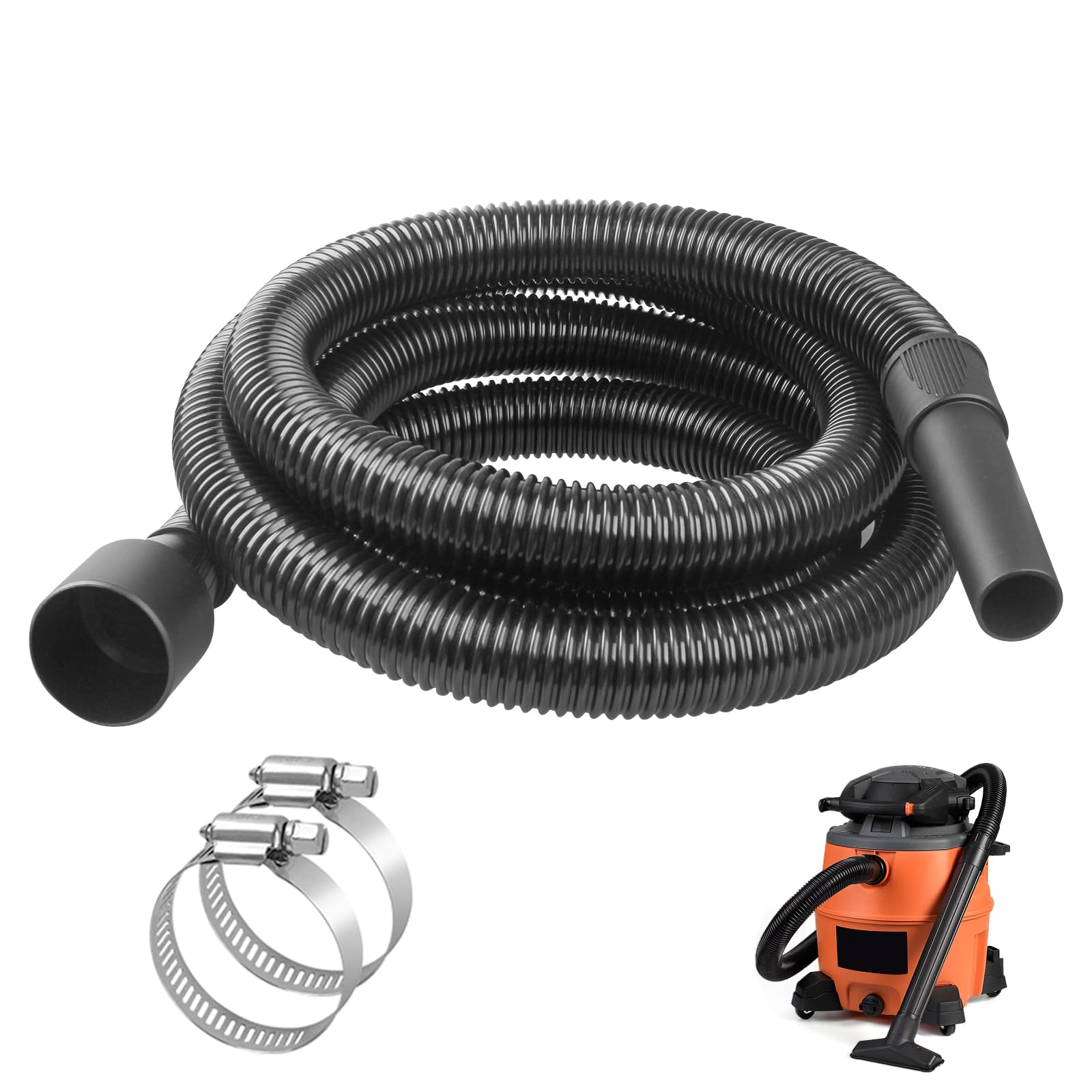 10 Ft. Hose with 2-1/4" Opening, Extension Hose Replacement for Shop Vac, Craftsman, Ridgid Wet and Dry Vacuums WD650, WD0950, WD1956, 17761, 17965, 17776