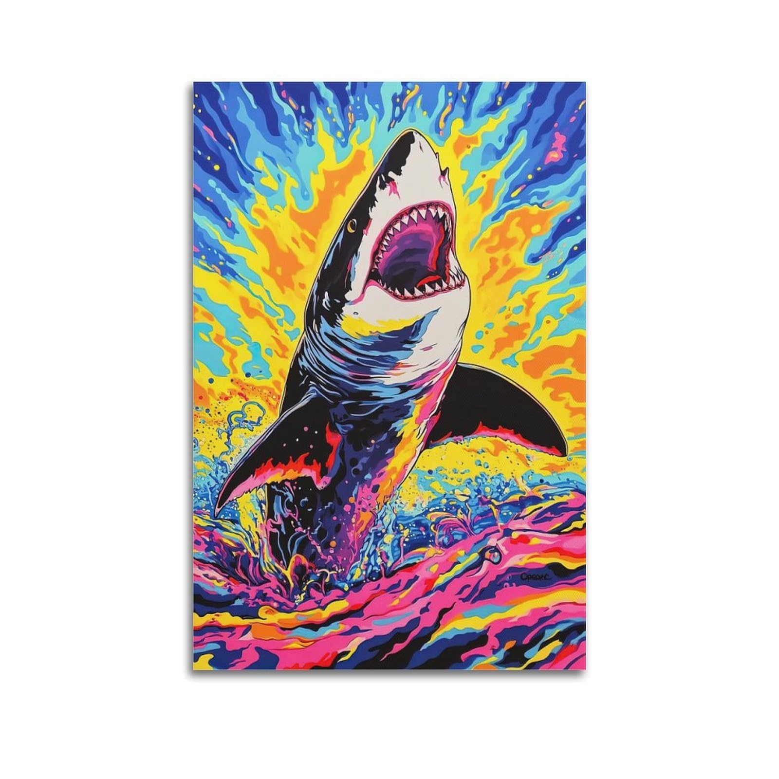 HUIYHB Animal Artwork Poster Black Shark Poster Decorative Painting Canvas Wall Posters And Art Picture Print Modern Family Bedroom Decor Posters 20x30inch(50x75cm)