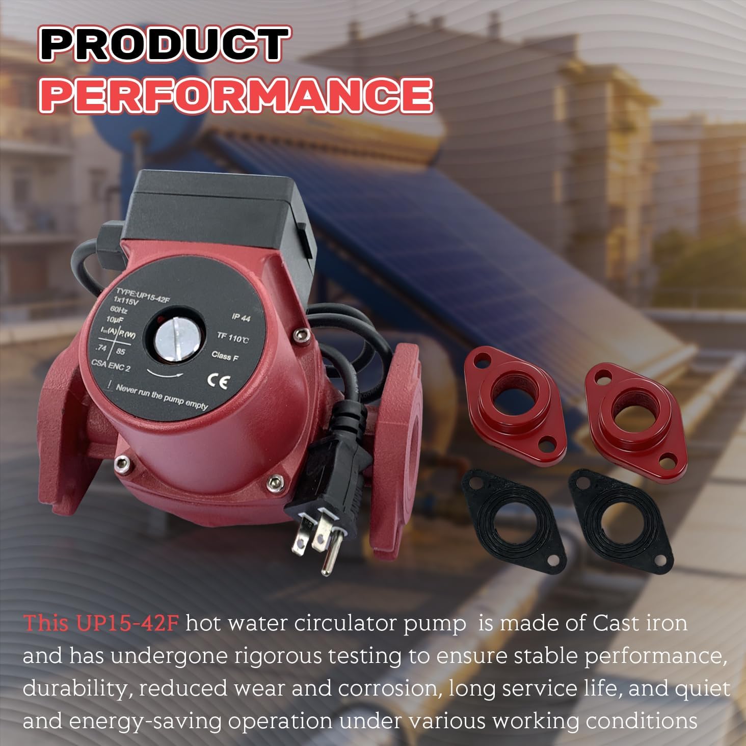 UP15-42F Circulator Pump Compatible with Grundfos 59896155 1/25HP 115V