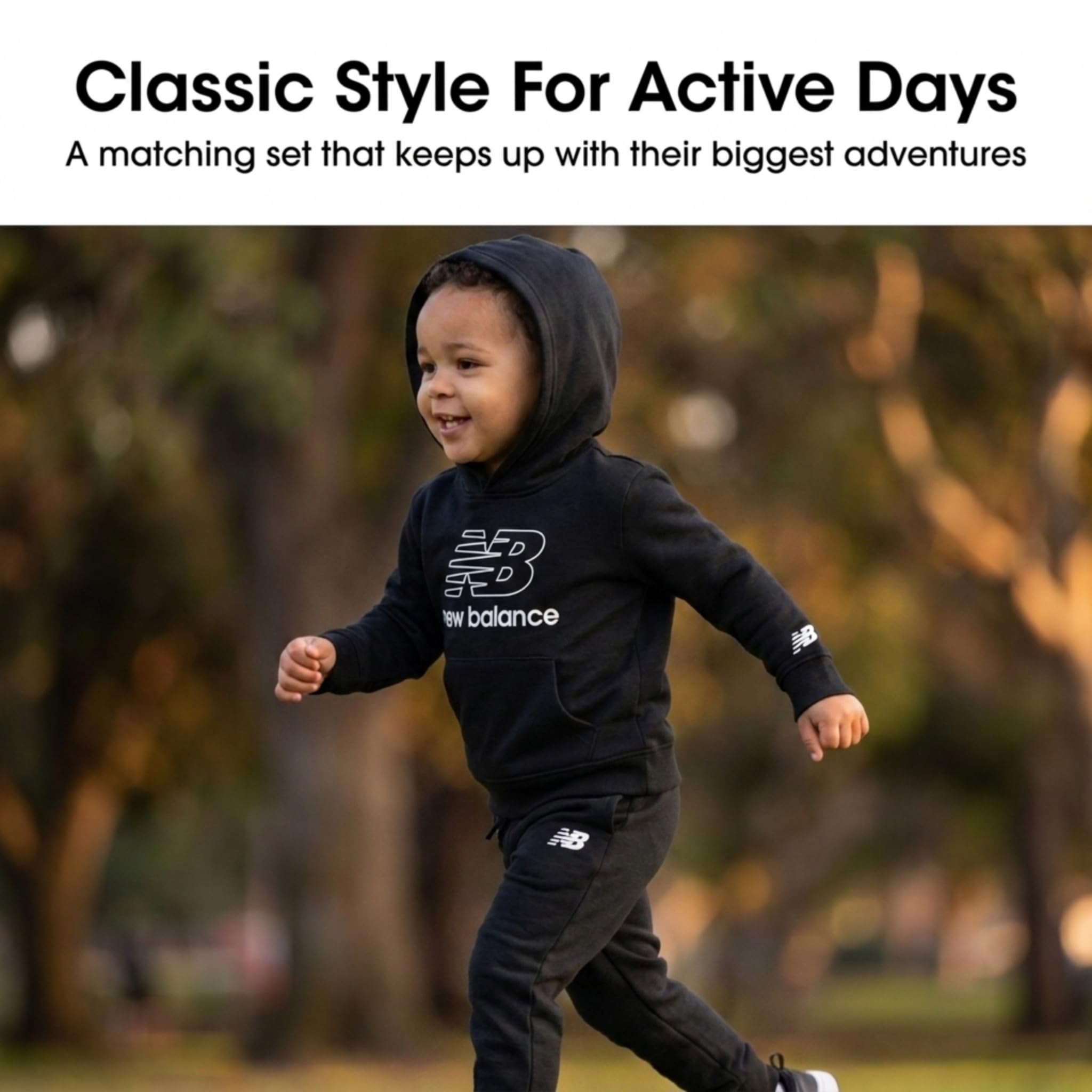 New Balance Ensemble de vêtements de sport 2 pièces pour garçons et tout-petits - Chandail à capuche en polaire douce et jogging (2T à 12)