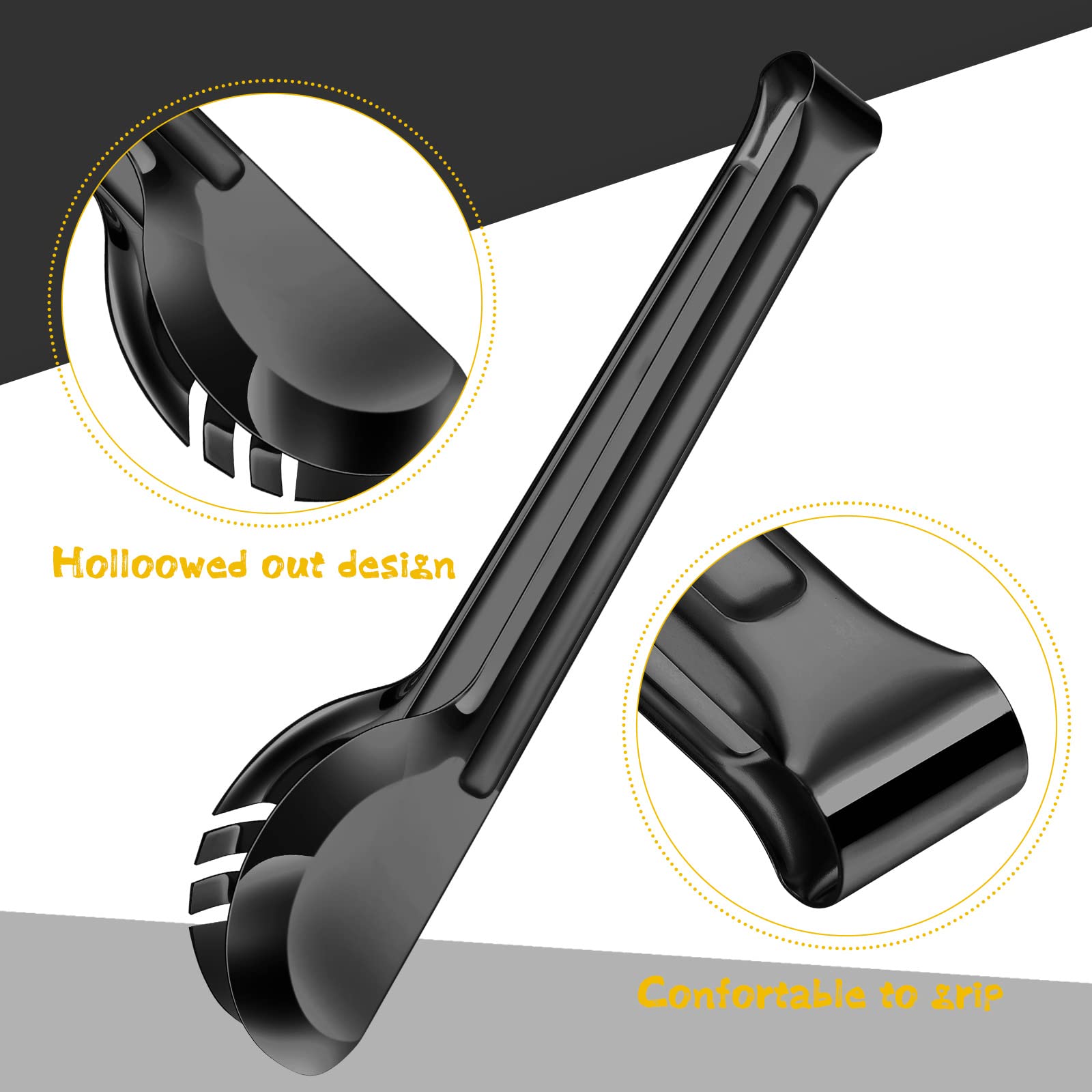 Juego de 30 utensilios de servir de acero inoxidable que incluye cucharas grandes ranuradas, tenedores de servir, cucharón de sopa, servidor de pastel y pinzas de servir para fiesta de buffet (negro)