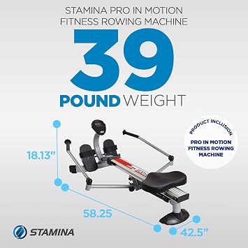 Stamina Hydraulic Rowing Machine, BodyTrac Glider with Cylinder Resistance, 250 Lbs - Home and Gym Exercise Equipment - Ideal for Fitness Training and Body Workout