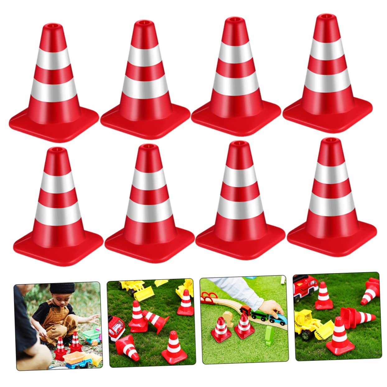 12pièces Mini Cônes De Signalisation Décorations De Panneaux Table De Sable Modèles De Circulation Jouets pour Garçon Fille