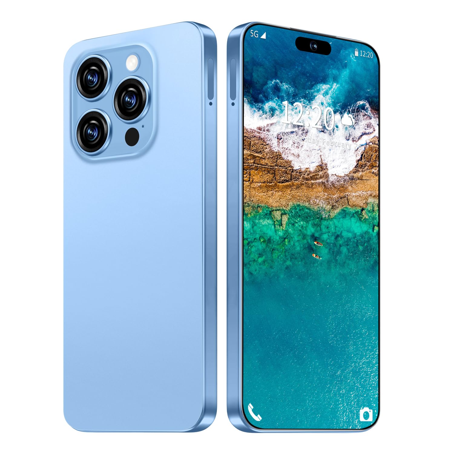 I16 ProMAX 12GB+512GB 6.99" HD Screen Smartphone Unlocked Cell Phone,Battery 7000mAh Unlocked The Phone, Android 13 Fingerprint Button Unlock/Photos/Face ID/Dual SIM/5G/GPS (Blue, 12+512)