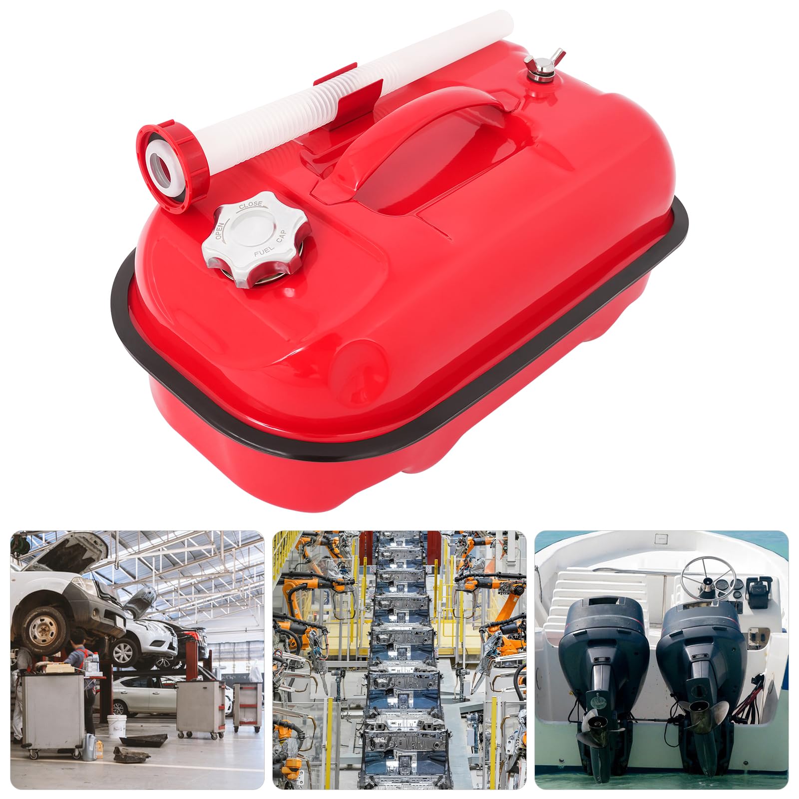 Tanica per benzina da 10 l, in acciaio inox, serbatoio del carburante in metallo, con tubo di rifornimento per camper, auto, go-kart