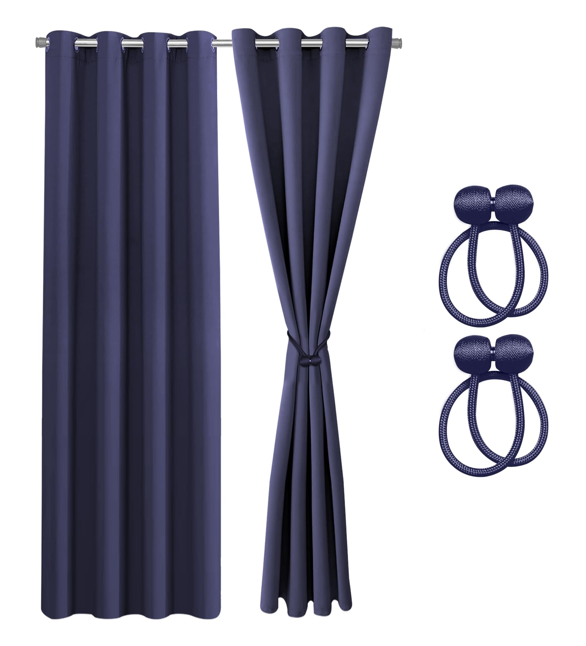 Cozyor Verdunklungsvorhänge Gardinen 2er Set mit Magnet-Raffhalter Thermogardine isolierend verdunkelnd, Gardine mit Ösen für Schlafzimmer, Wohnzimmer, Kinderzimmer