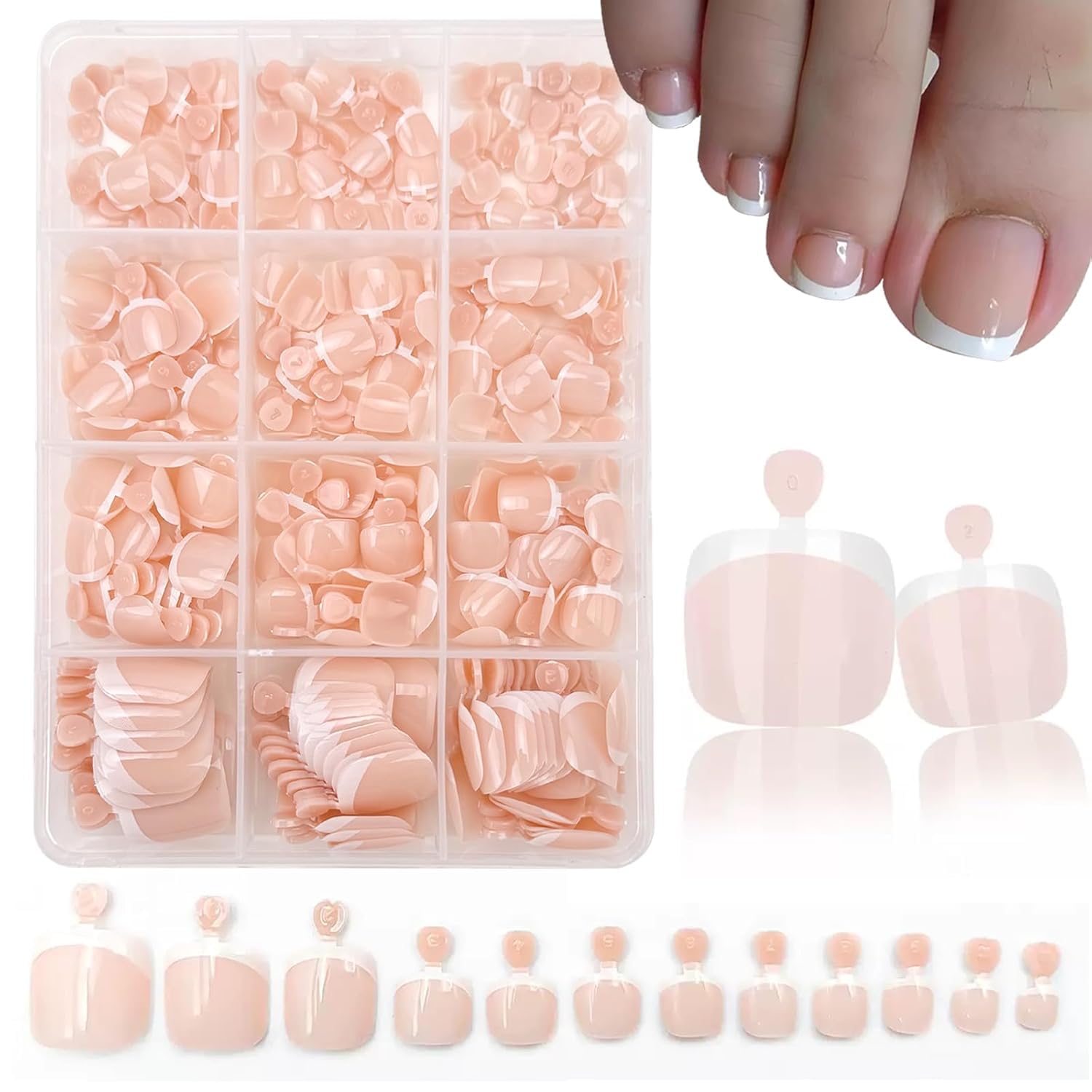 Photo 1 of GEYAKAL 240pc Short Square French Tip Press On Toenails