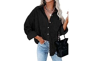 Black Flannel Women's Corduroy Button Down