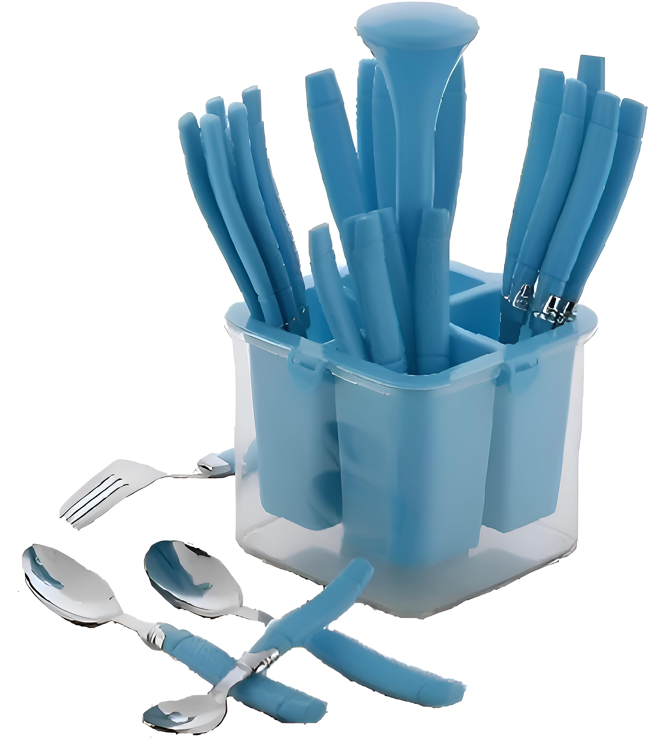 Plantex Oppo Cutlery Set With Storage Box/Spoon Set/Spoon Stand For Kitchen And Dining (24 Pieces - Blue), Floor Mount (B07H69M7G8) Amazon Price History, Amazon Price Tracker