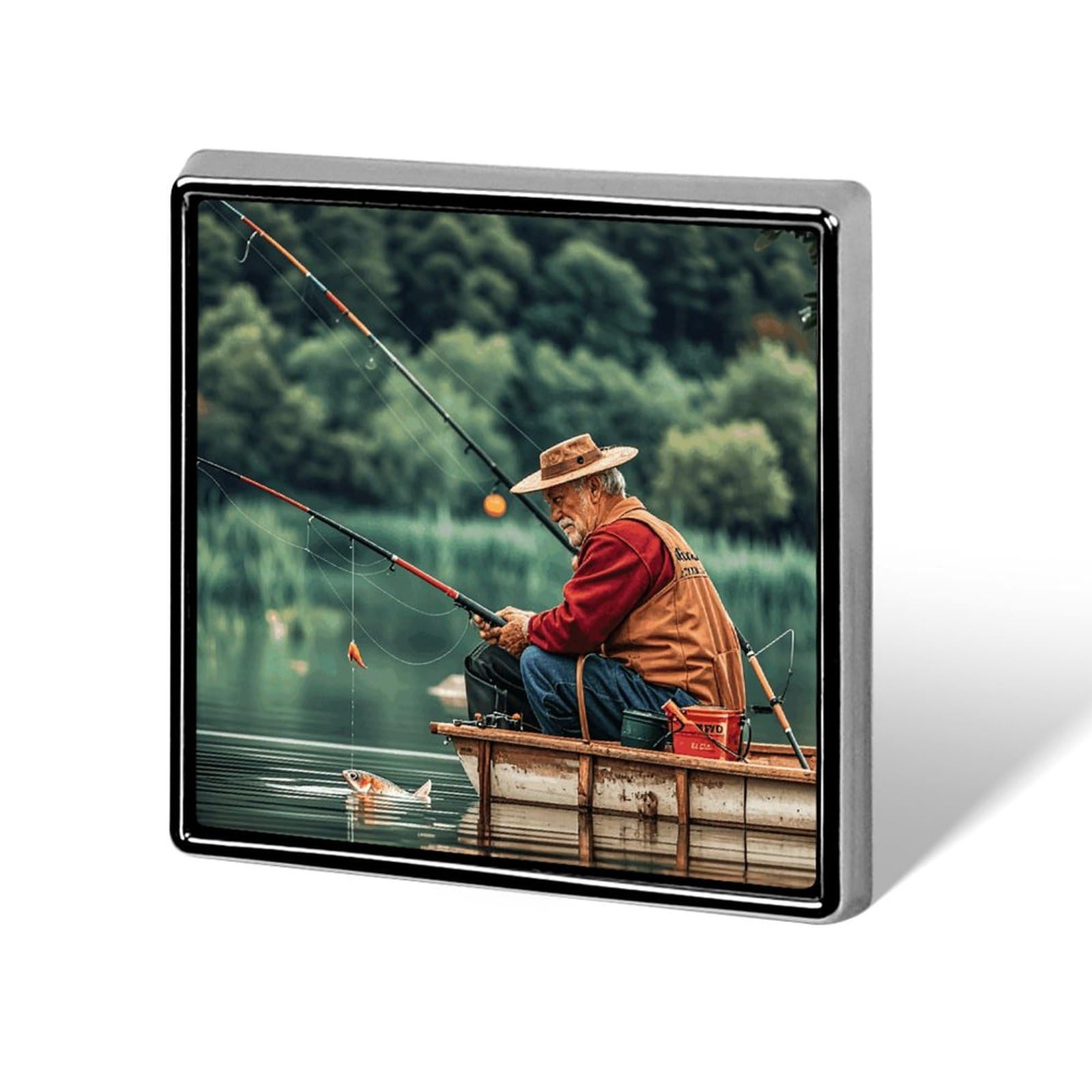 Square Lapel Pins Square Brooceh Badge for Backpacks Or LapelsFishing Lake Fishermen Lapel Accessory