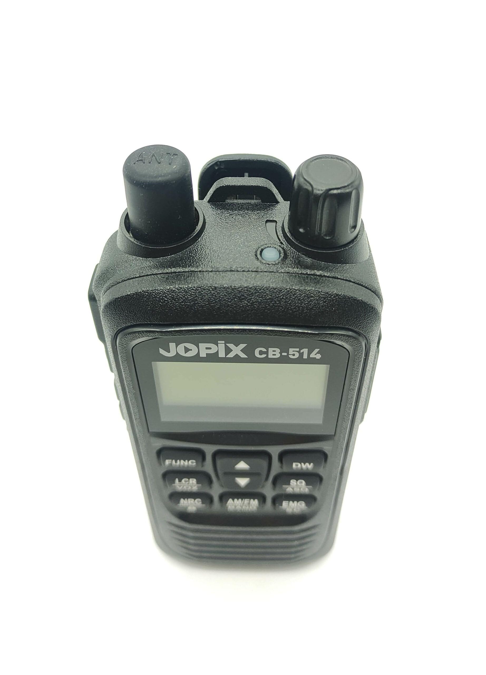 Jopix CB-514 Radio CB Portatile Kit Auto Walkie Talkie AM FM 27MHz | Include adattatore 12V per accendisigari, antenna BNC da 25 cm e ricarica USB-C. Tecnologia di riduzione del rumore NRC.