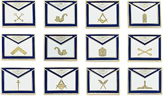Officer Apron (Set of 12 Pins) Masonic Lapel Pin - [Blue & White][3/4'' Wide]