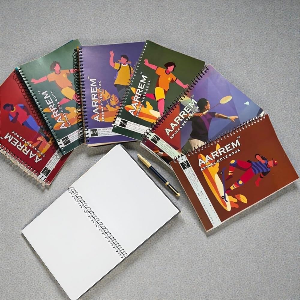 Sky Flying Spiral Notebook A4 Size Total 200 Pages In Each Unruled White Plain Page,70 gsm, Soft Cover Spiral Bound Pack of (5)