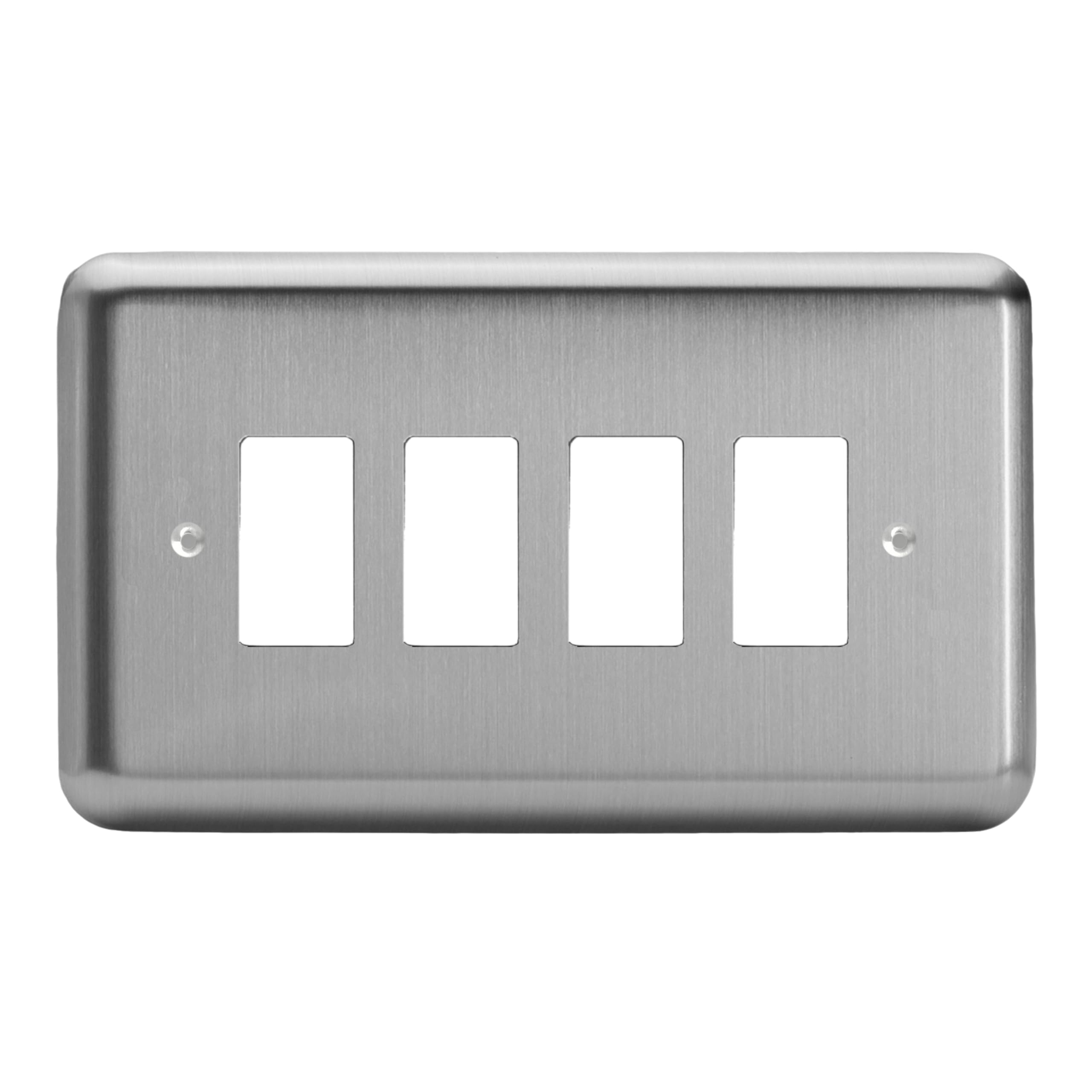 Varilight XSPGY4 PowerGrid Matt Chrome 4 Gang Grid Plate (Twin Plate)