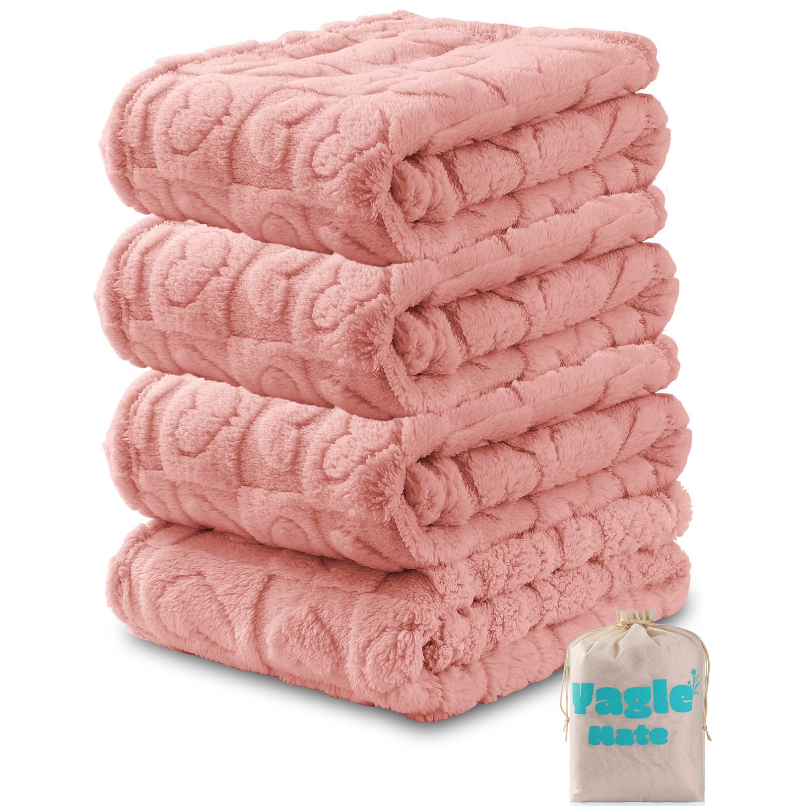 Yagle Mate 4 Pcs Baby Blankets,Fleece Checkered Blanket, Fluffy Small Crib Blankets for Girls, Toddler Receiving Blankets 30×40 Sakura Pink