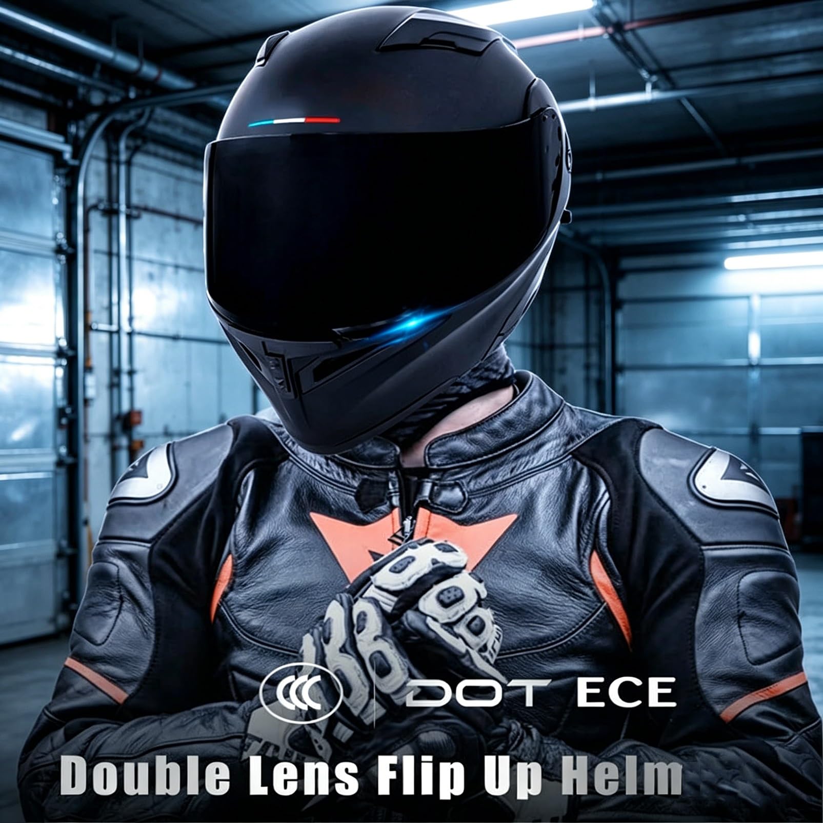 Kask Motocyklowy Szczękowy, [Aero Stratos] Uszczelnienie Akustyczne, ECE 22.06 DOT, Podwójna Wizjera dla Cruiser Street Bike