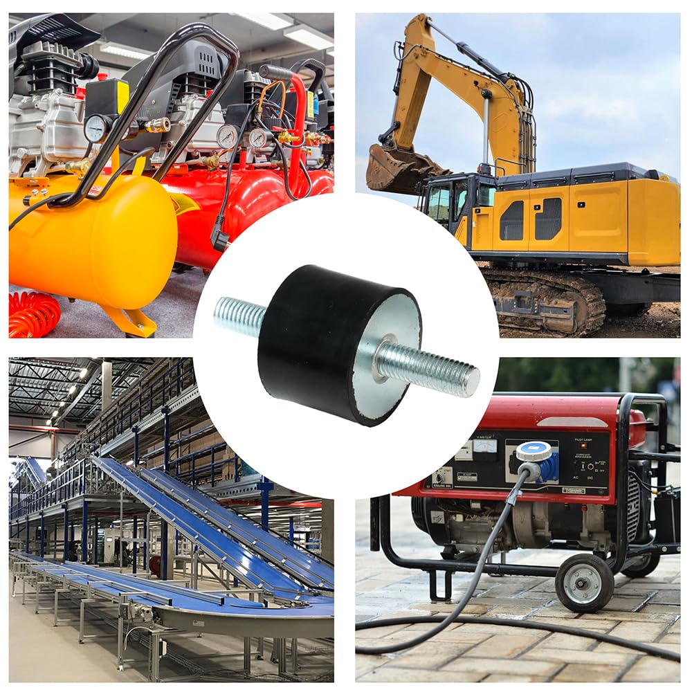 Selyse 4 Stück M10 Gummischwingungsdämpfer, Stoßdämpfer Silentblock, Gummi-Metall-Isolatoren, Vibrationsdämpfer für Autos, Boote, Maschinen,VV 30 x 40 mm, M10 Gewinde