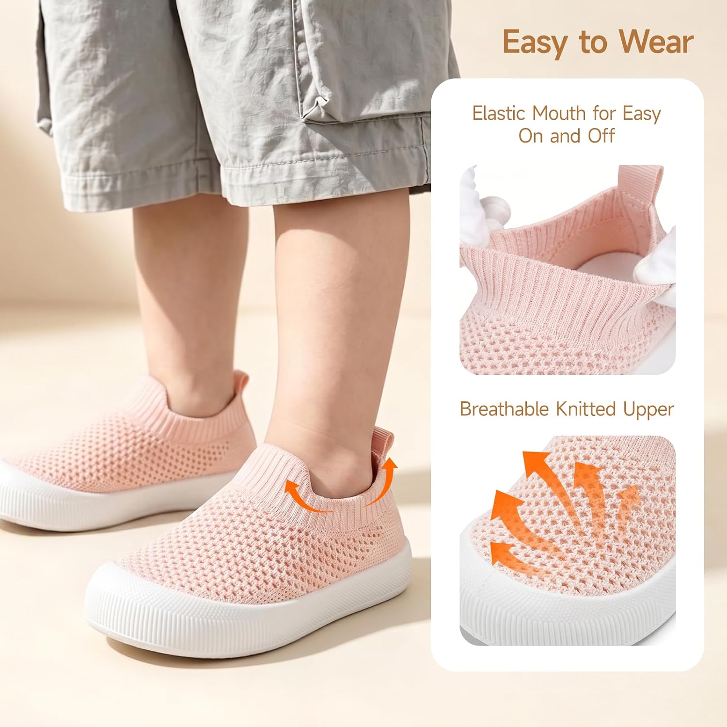Baby Toddler Shoes Boys Girls First Walking Infant Sneakers Slip on Breathable Non-Slip Sock Shoes for 6-36 Months 2-3 Years Babies