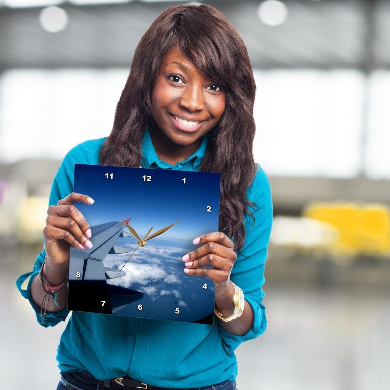 3dRose DPP_97982_1 Spirit Airplane Landing in Orlando Florida-Wall Clock, 10 by 10-Inch