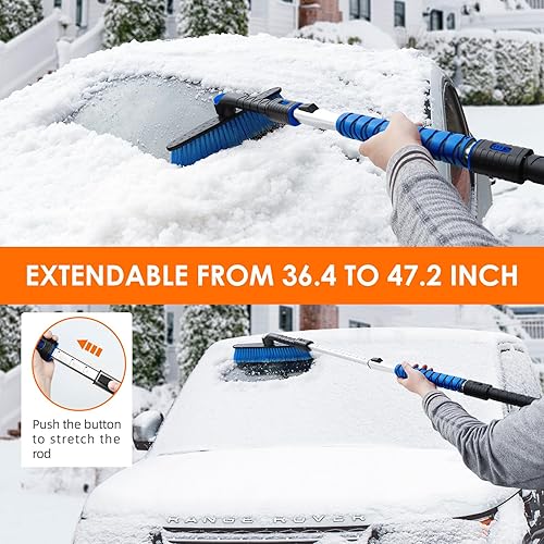 Vista 22 de AstroAI - Rascador de hielo y cepillo extensible para nieve Naranja