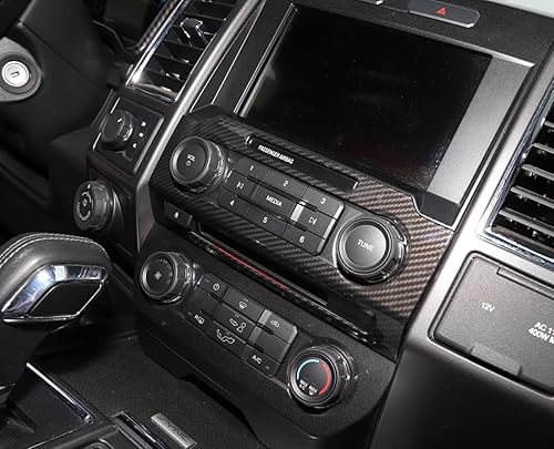 Miniatura 3 de Nicebee Juego de 11 piezas de decoración de tablero de tablero de control central de ABS compatible con Ford Raptor F150 2015-2020 (grano de fibra