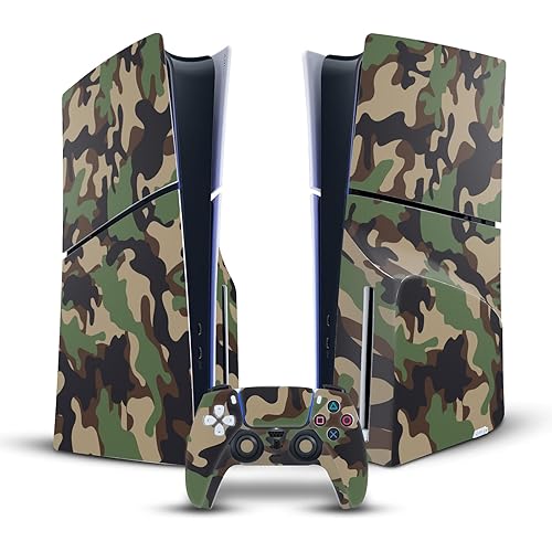 Head Case Designs Brown And Green Camo Camouflage Vinyl Sticker Gaming Skin Decal Cover Compatible With Sony PlayStation 5 PS5 Slim Disc Edition Console & DualSense Controller