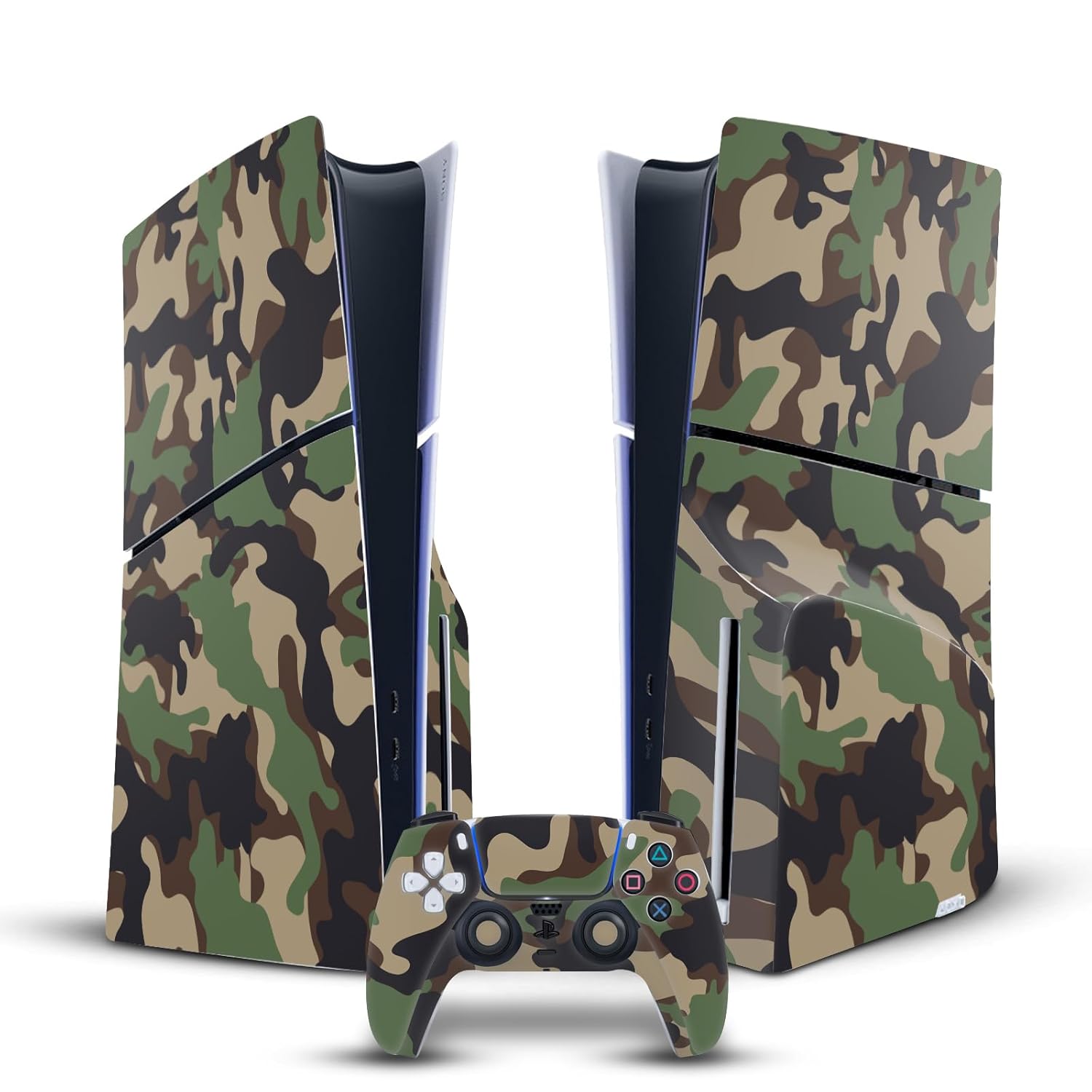 Head Case Designs Brown And Green Camo Camouflage Vinyl Sticker Gaming Skin Decal Cover Compatible With Sony PlayStation 5 PS5 Slim Disc Edition Console & DualSense Controller
